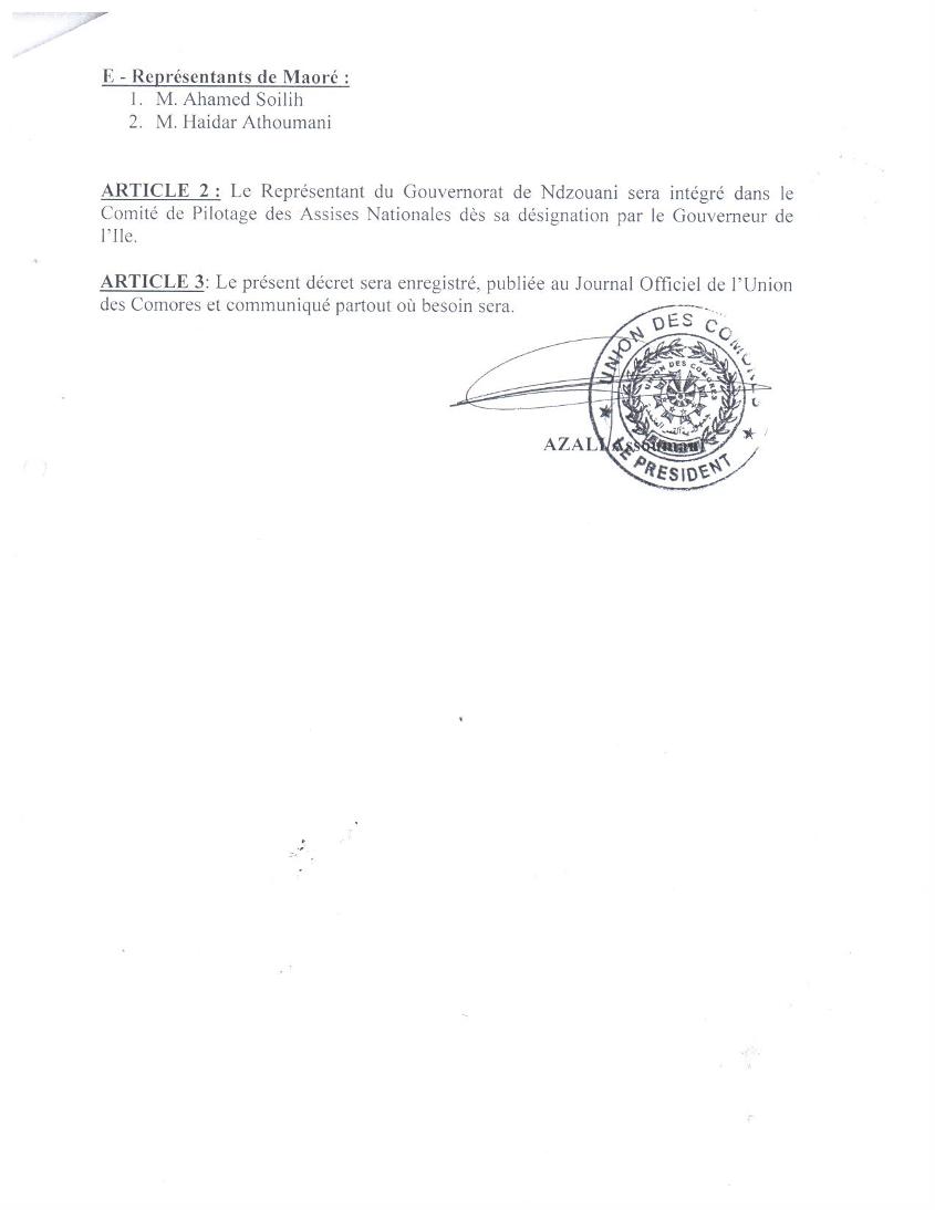 Le Président de la République a nommé les membres du Comité de Pilotage des Assises Nationales